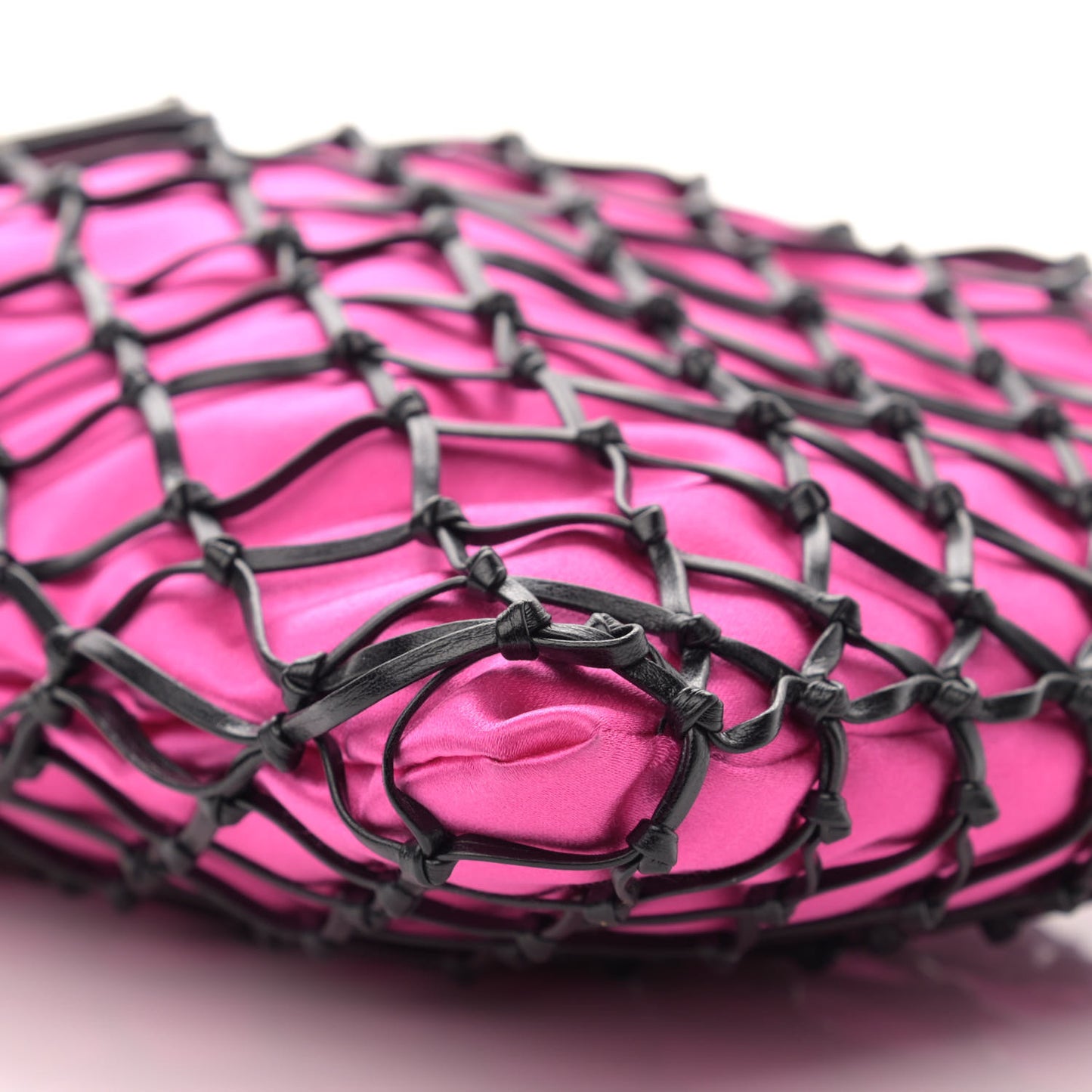 Satin Net Chain Bag Fuxia Black