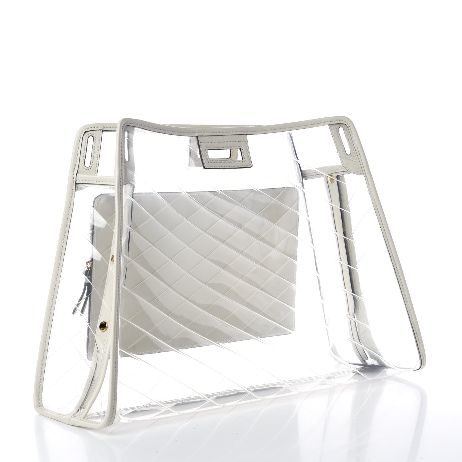 Fendi TPU Vitello Grace Pequin Pocket Medium Peekaboo Defender White 3 of 8