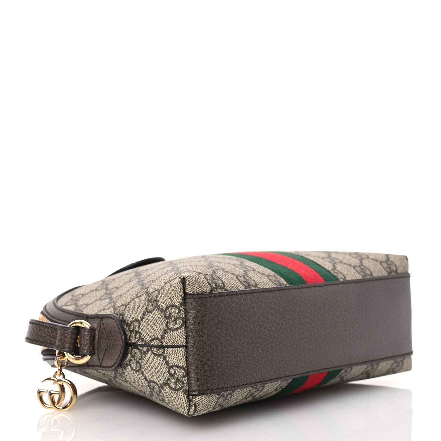 GG Supreme Monogram Textured Dollar Calfskin Web Small Ophidia Dome Shoulder Bag Beige Ebony New Acero