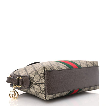 Gucci GG Supreme Monogram Textured Dollar Calfskin Web Small Ophidia Dome Shoulder Bag Beige Ebony New Acero 4 of 14