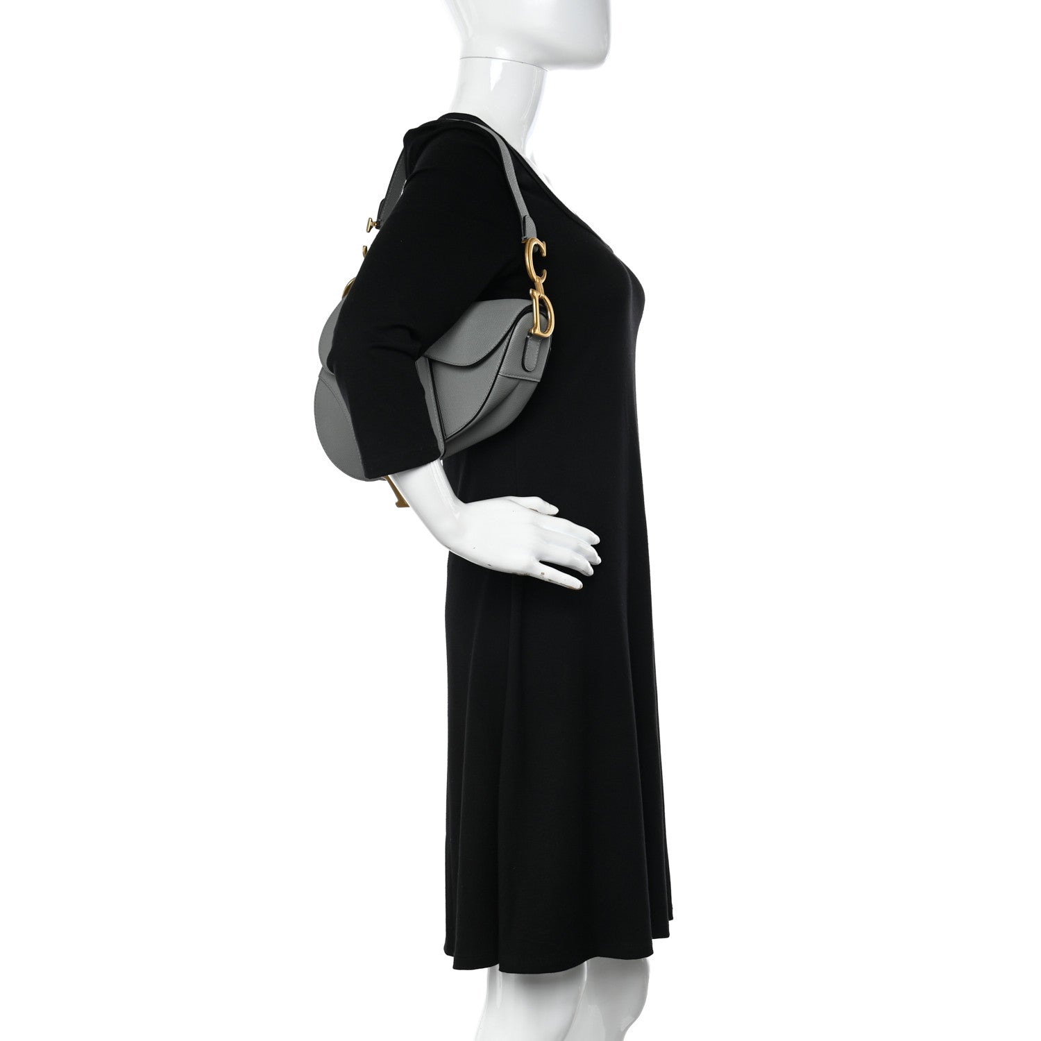 Christian Dior Grained Calfskin Saddle Bag Grey Stone 2 of 10