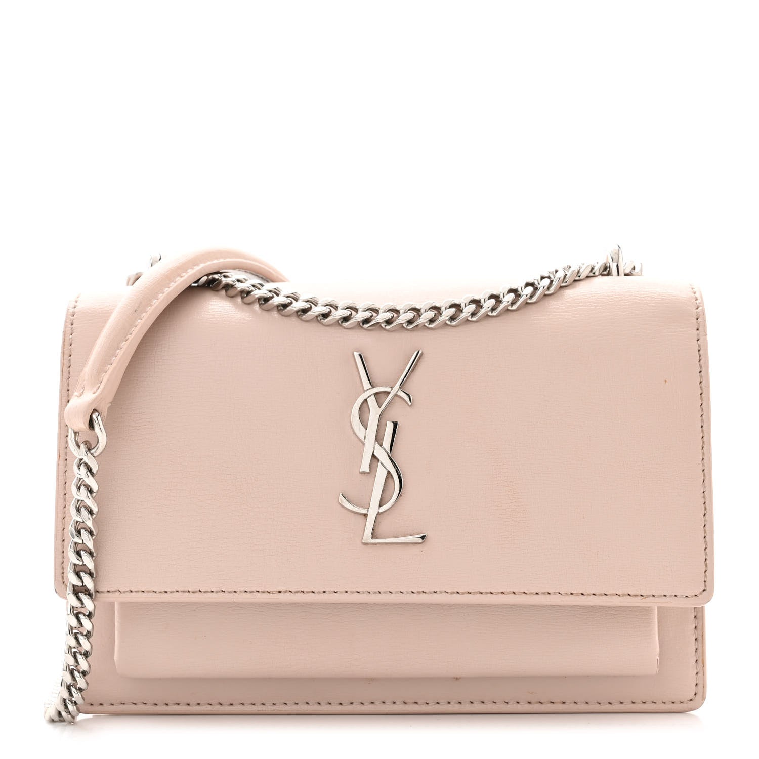 Saint Laurent Calfskin Monogram Sunset Chain Wallet Light Pink 1 of 17
