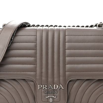 Prada Soft Calfskin Impunture Diagramme Large Chain Flap Shoulder Bag Bambu 7 of 9