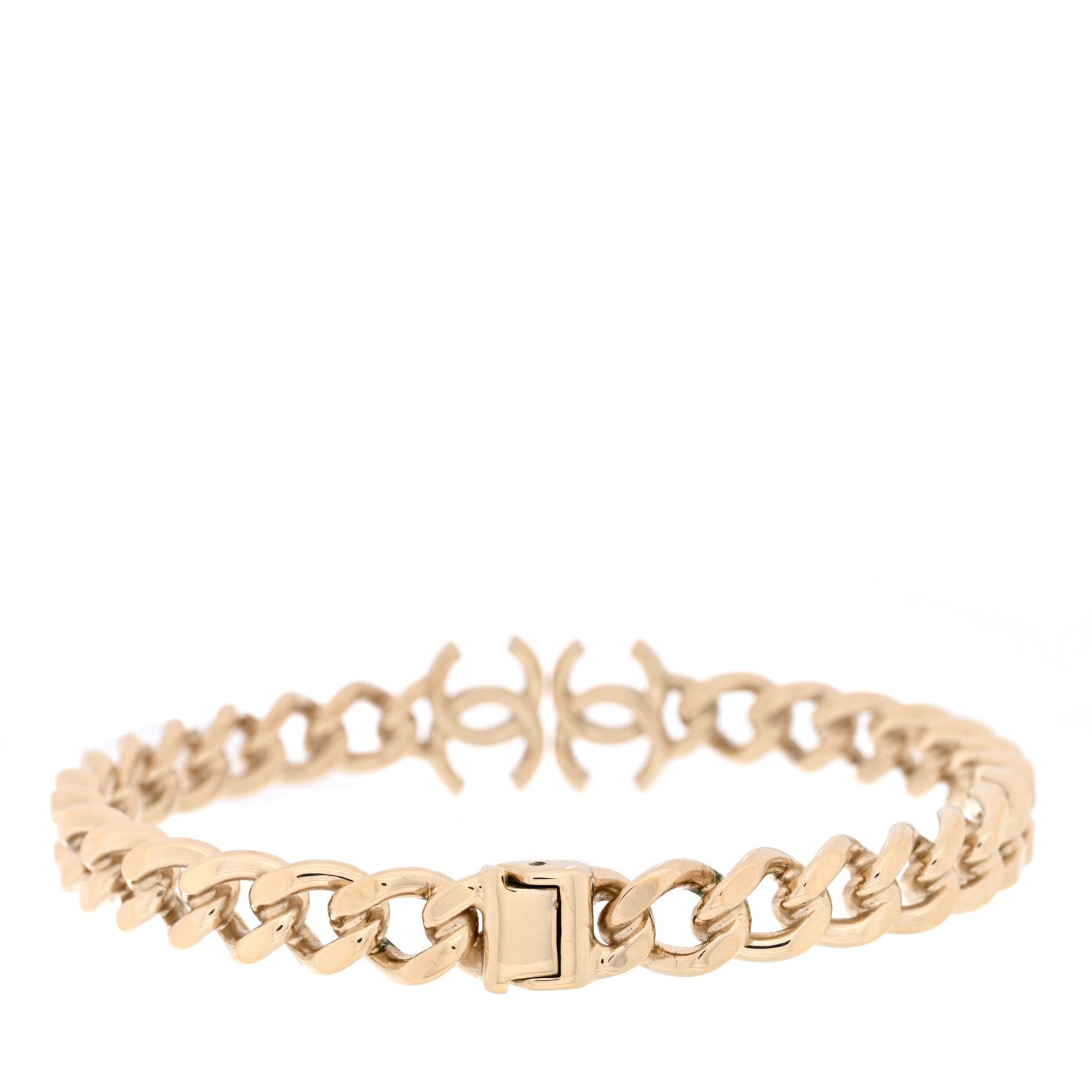 Chanel Metal CC Chain Link Choker Necklace M Gold 1 of 3