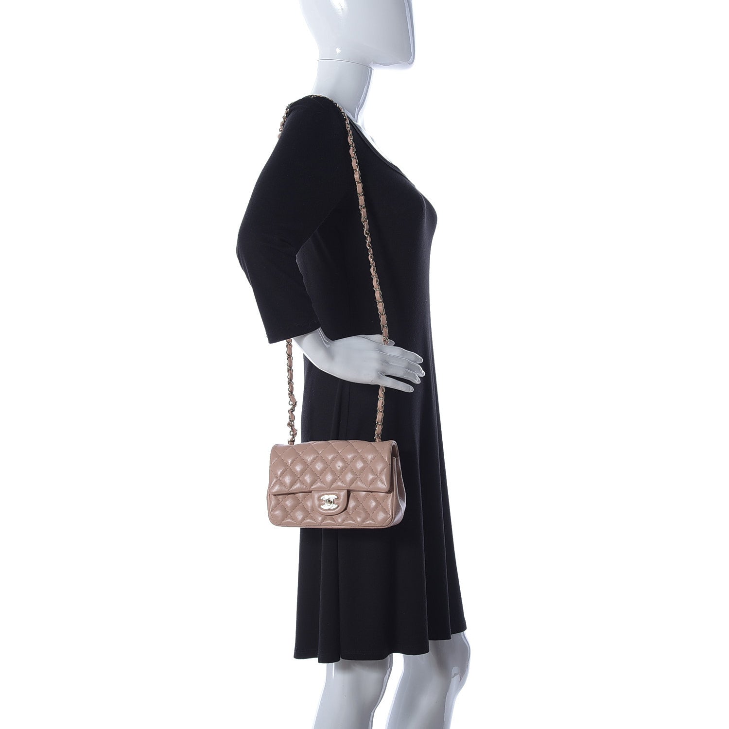 Chanel Lambskin Quilted Mini Rectangular Flap Beige 2 of 9