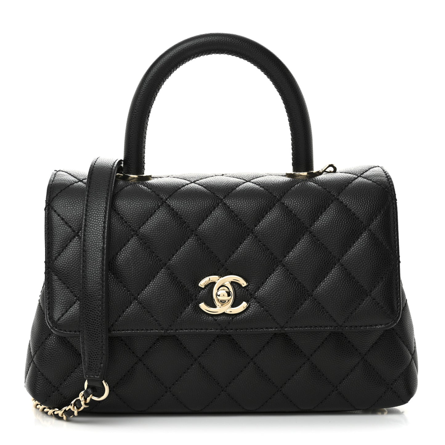 Caviar Quilted Mini Coco Handle Flap Black