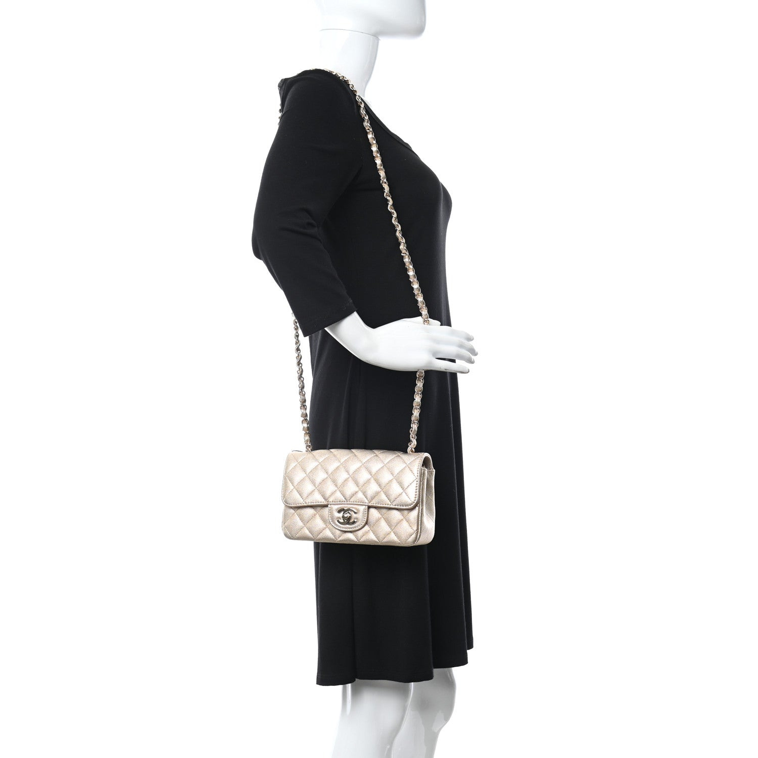 Chanel Metallic Lambskin Quilted Mini Rectangular Flap Gold 3 of 17