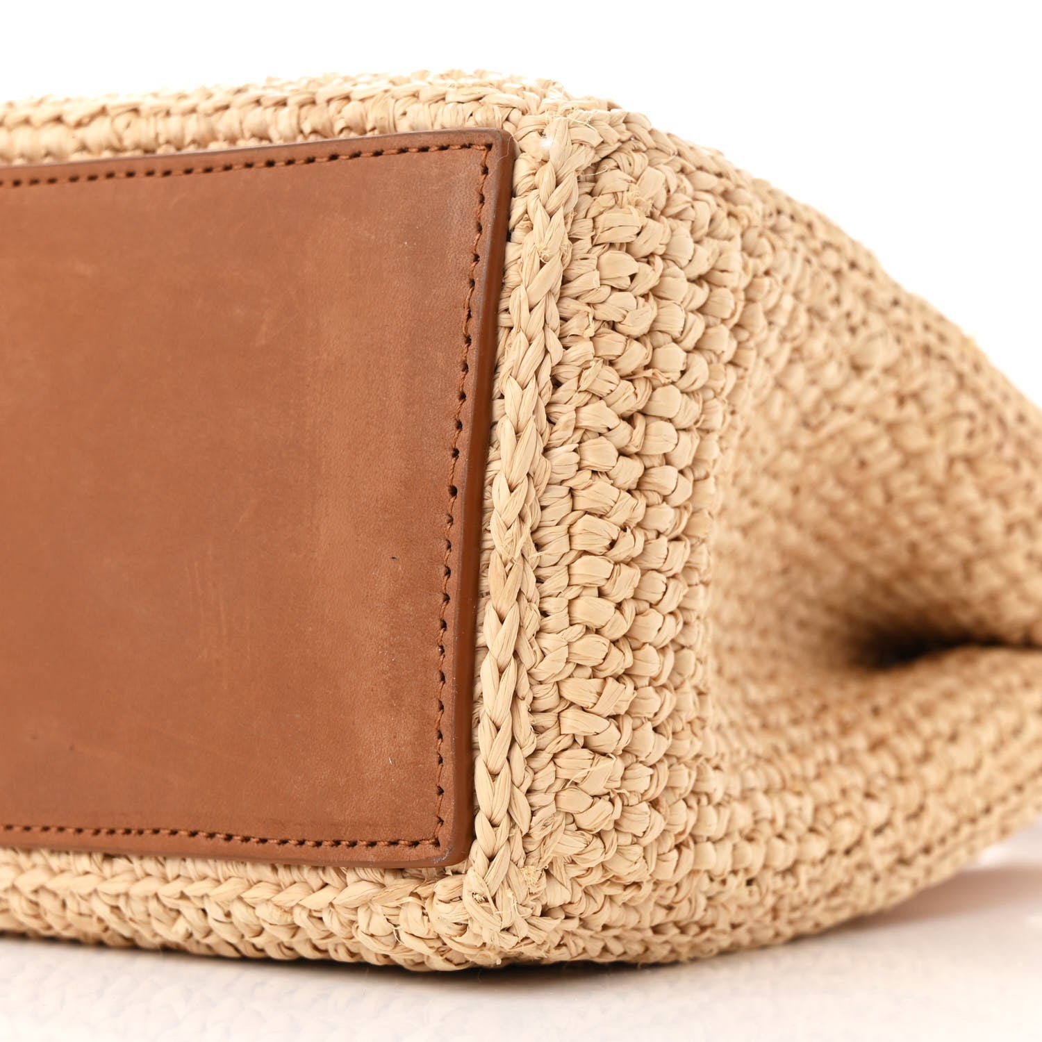 Saint Laurent Raffia Calfskin Panier Rectangle Tote Naturel Brick 10 of 12