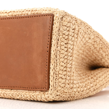 Saint Laurent Raffia Calfskin Panier Rectangle Tote Naturel Brick 10 of 12