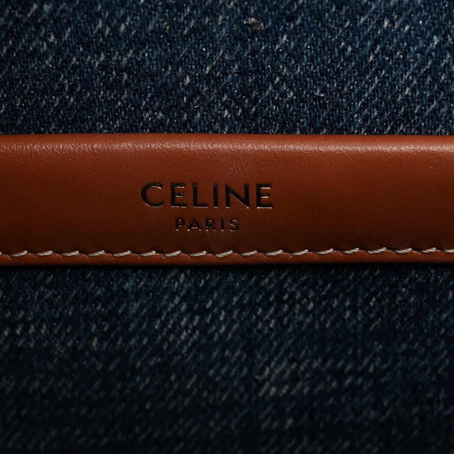 Celine Denim Calfskin Triomphe Print Cabas Blue Tan 6 of 10