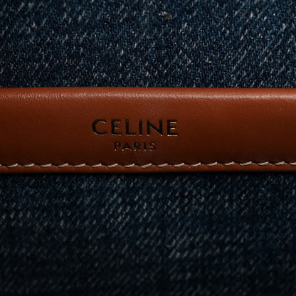 Celine Denim Calfskin Triomphe Print Cabas Blue Tan 6 of 10
