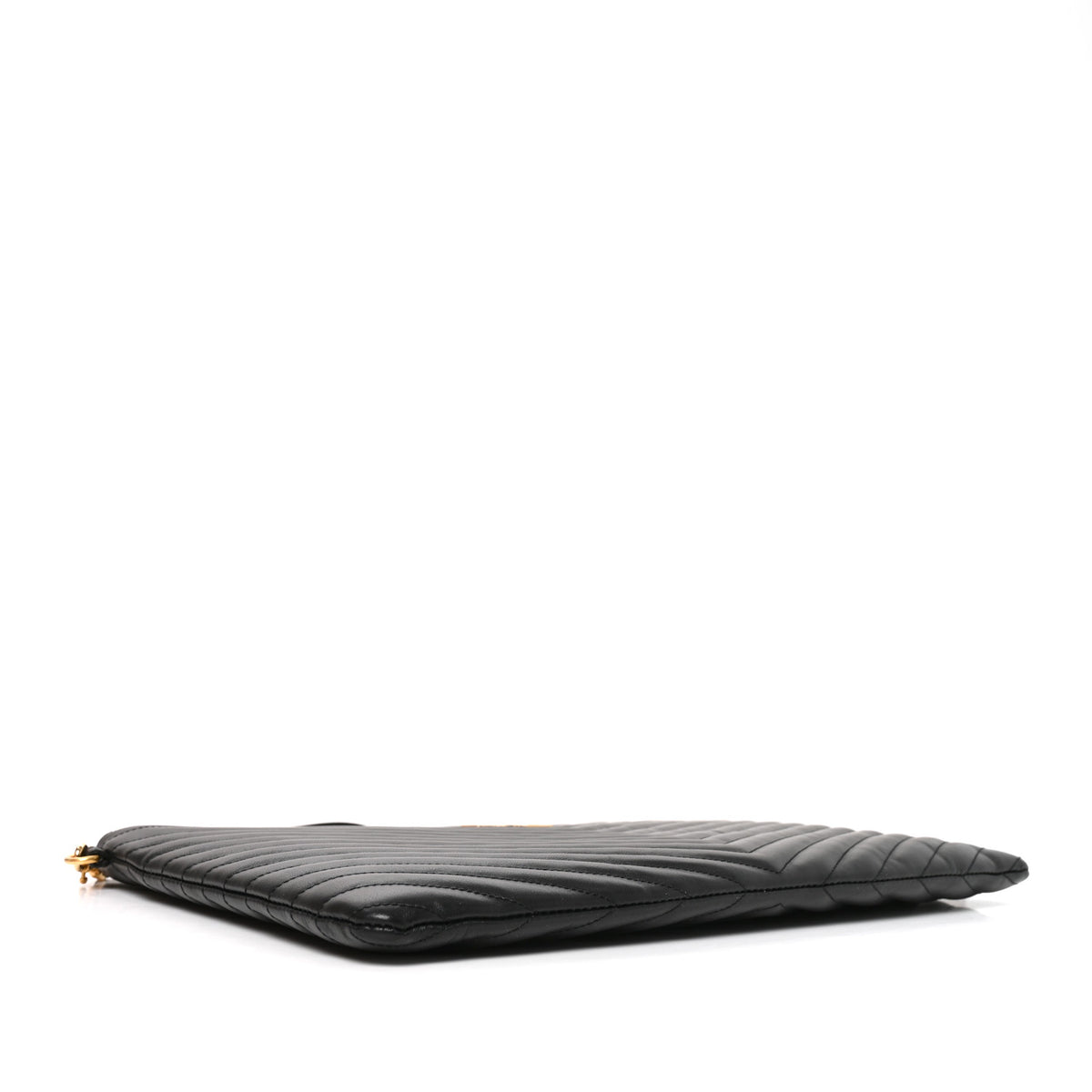Saint Laurent Calfskin Matelasse Chevron Monogram Document Holder Black 4 of 10