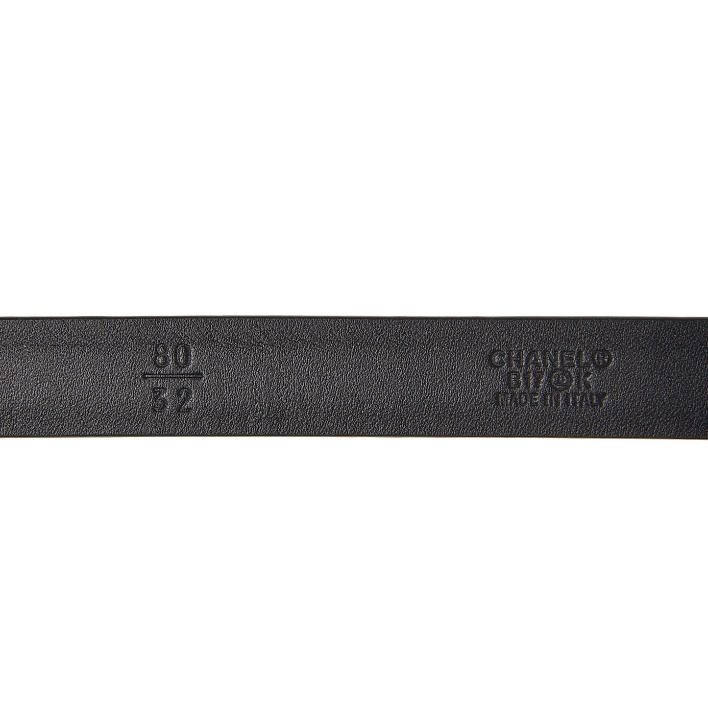 Glitter Calfskin CC Logo Skinny Belt 80 32 Black