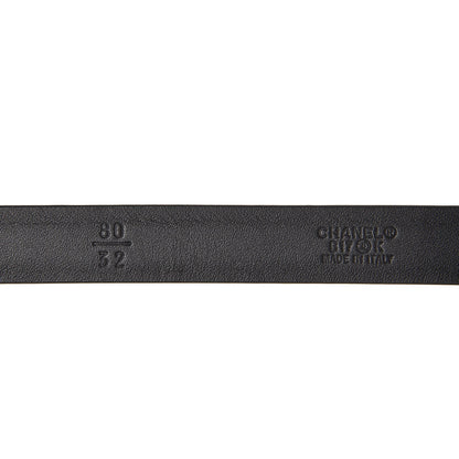 Chanel Glitter Calfskin CC Logo Skinny Belt 80 32 Black 6 of 8