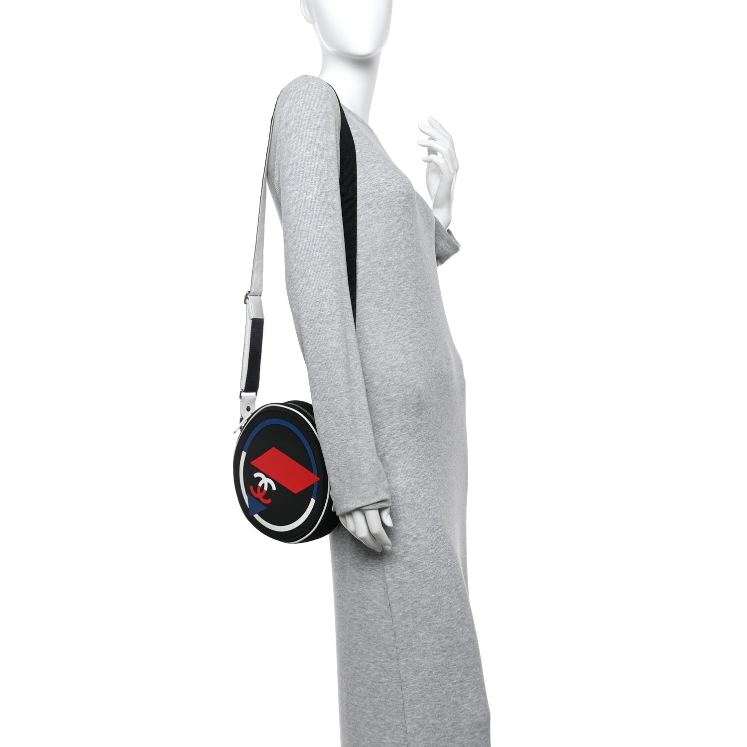 Chanel Canvas Rubber Airlines Crossbody Black White Red 2 of 14