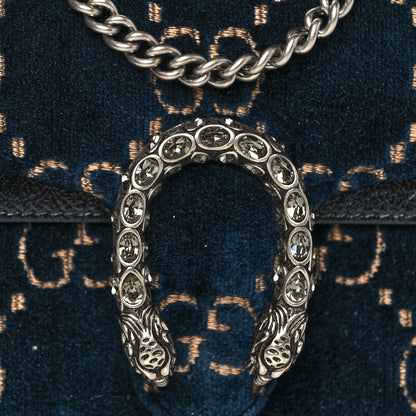 Gucci Velvet GG Monogram Super Mini Dionysus Shoulder Bag Blue Beige Black 7 of 9