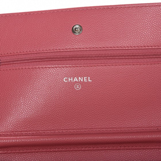 Chanel Caviar Chevron Quilted Wallet On Chain WOC Pink 6 of 8