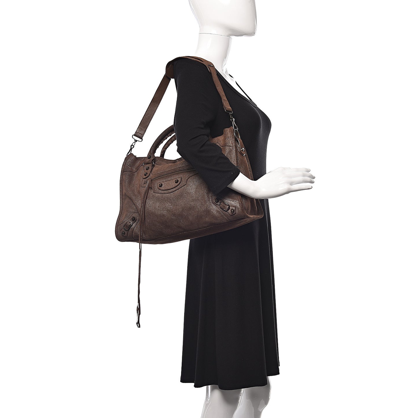 Metallic Craquele Calfskin Classic Hardware City Bronze