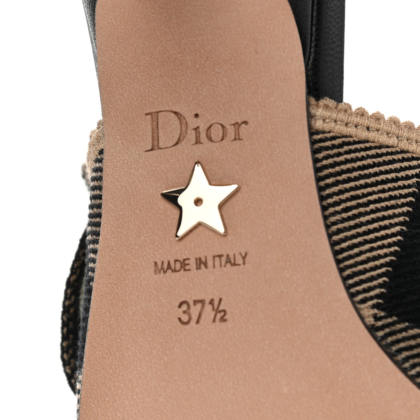 Cotton Ribbon Check'N'Dior J'Adior Slingback 65mm Pumps 37.5 Black Beige