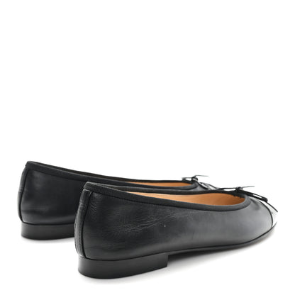 Chanel Lambskin Patent Cap Toe Ballerina Flats 38 Black 5 of 10
