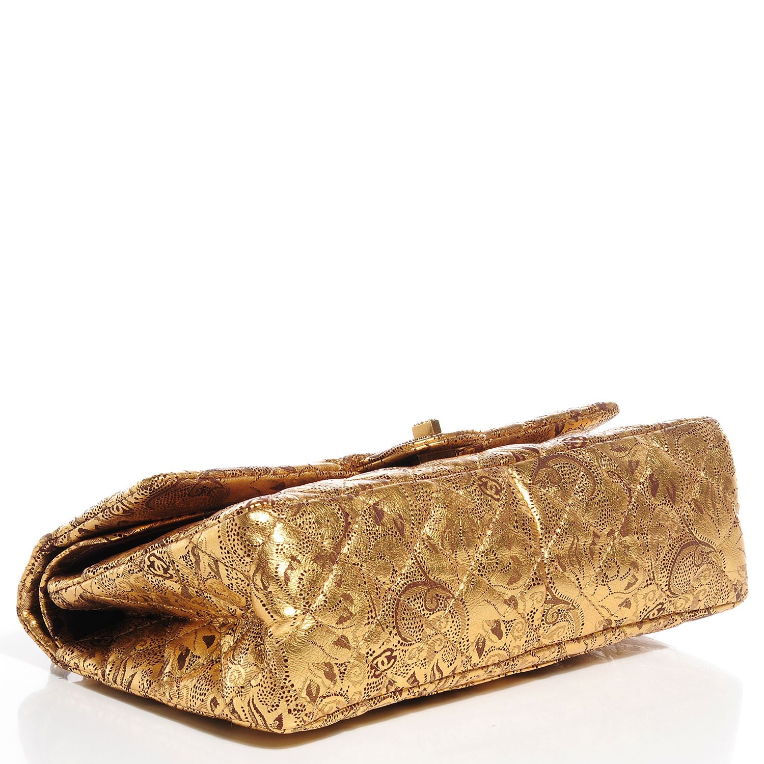 Chanel Buffalo Leather Hand Painted Lace 2.55 Reissue 226 Flap Gold 4 of 8