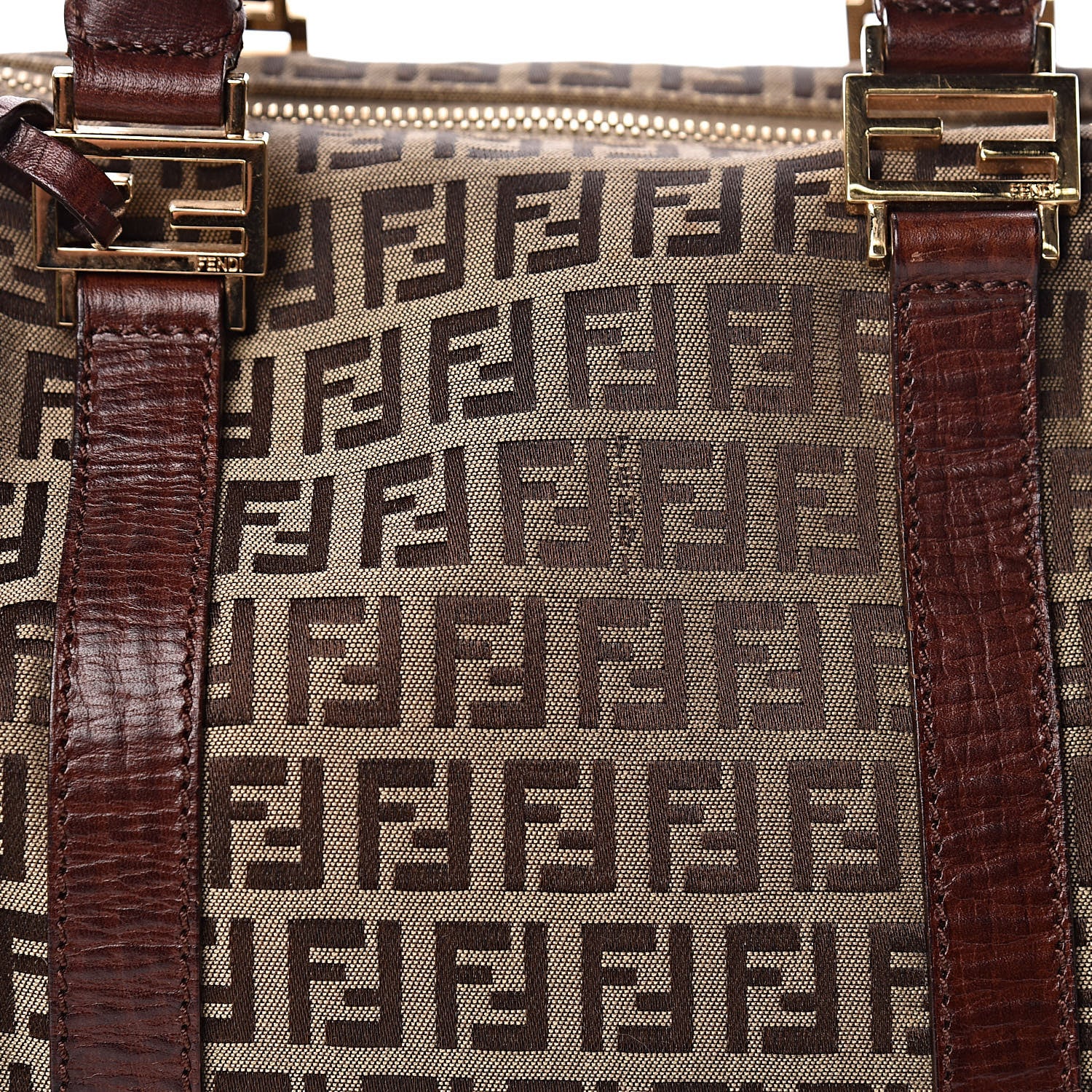 Fendi Zucchino Vitello Small Boston Mogano Panna Bruciato 7 of 9
