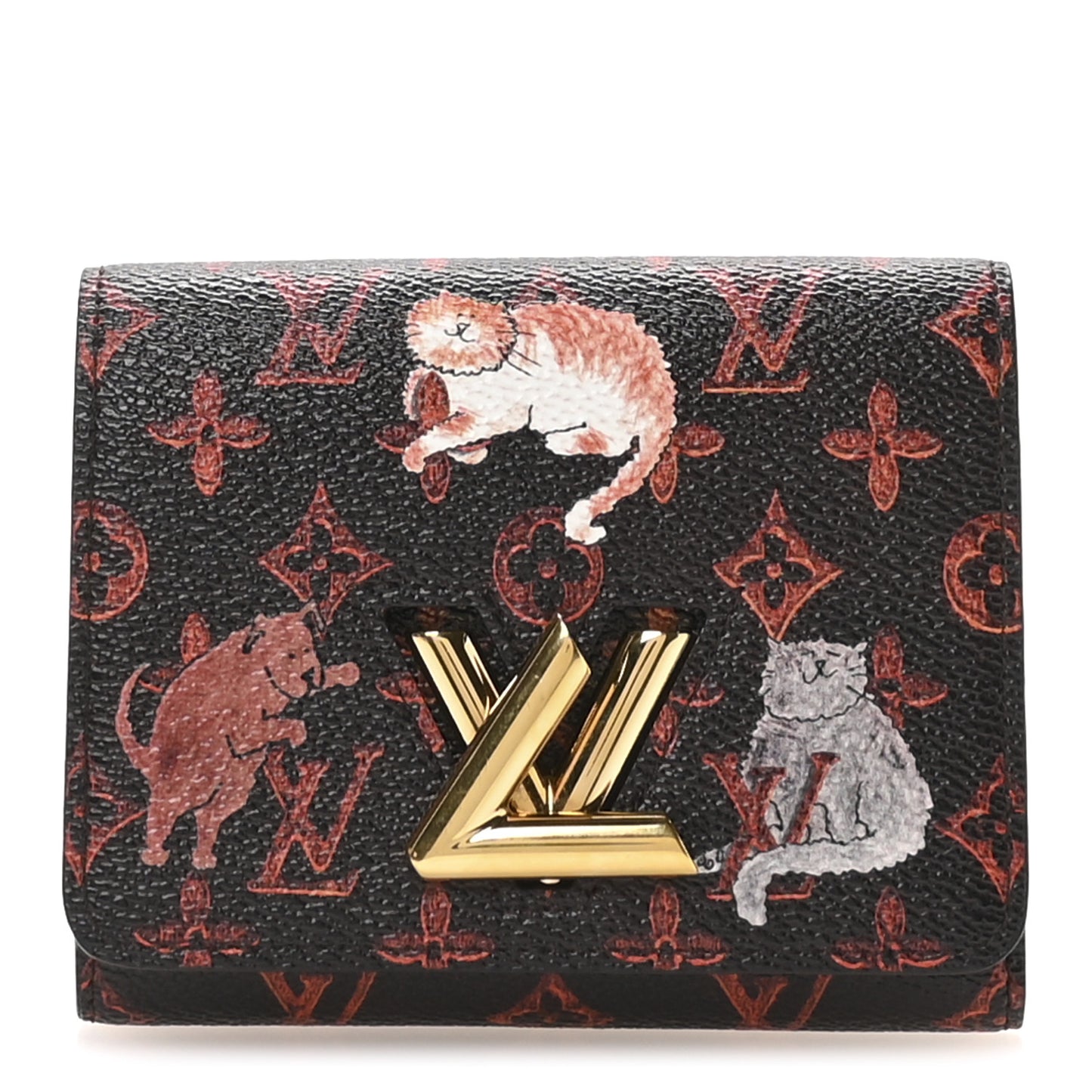 Catogram Twist Compact Wallet Marron