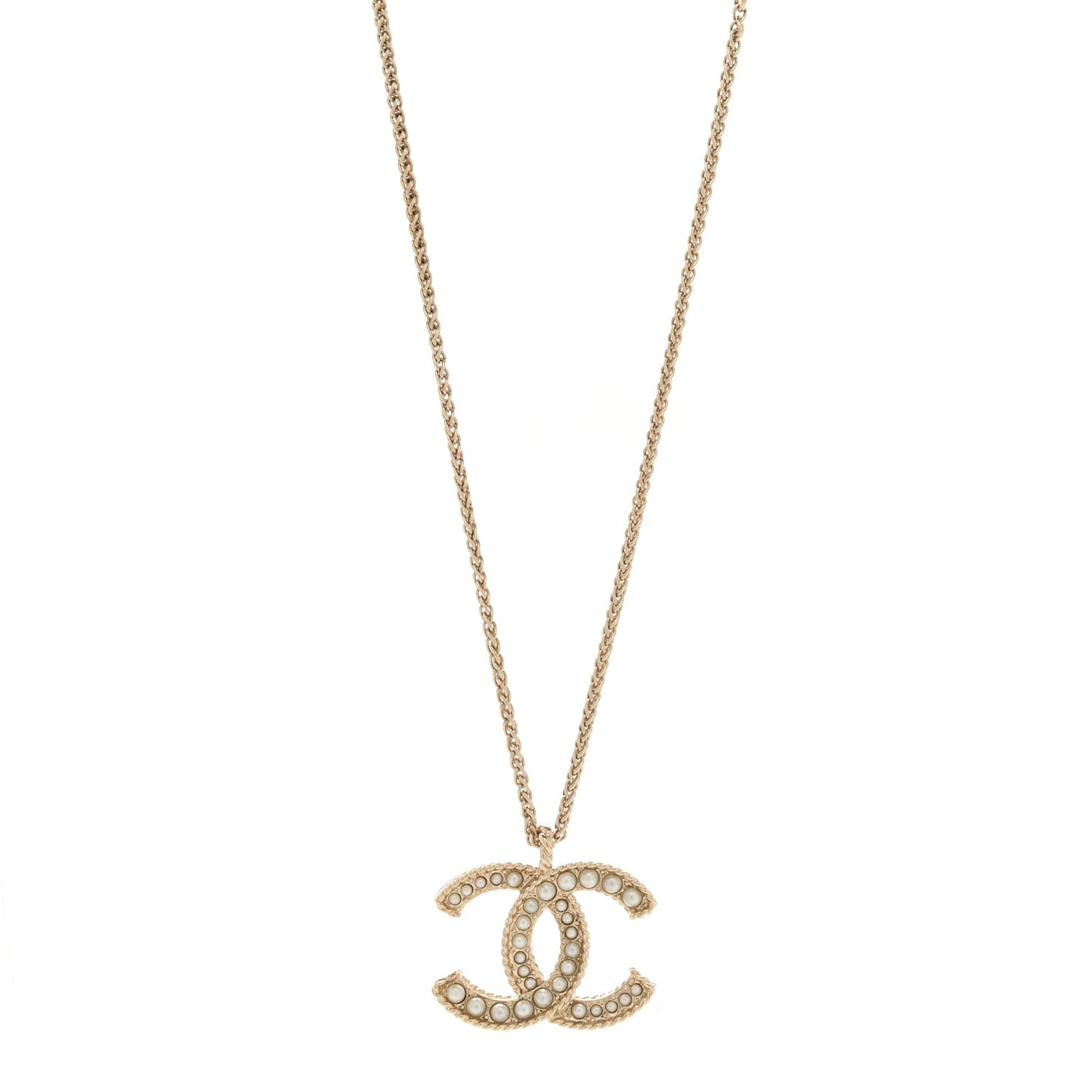 Pearl CC Pendant Necklace Gold
