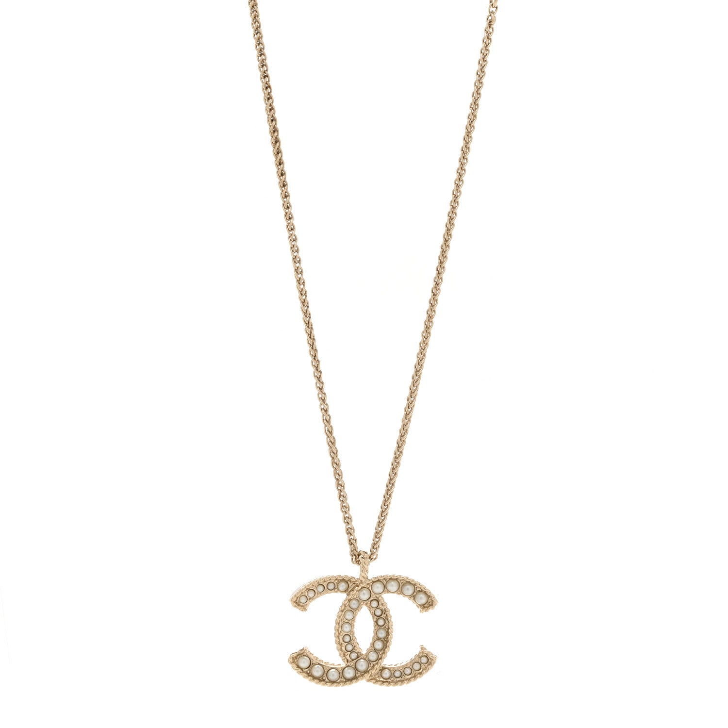Chanel Pearl CC Pendant Necklace Gold 1 of 5