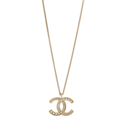 Chanel Pearl CC Pendant Necklace Gold 1 of 5