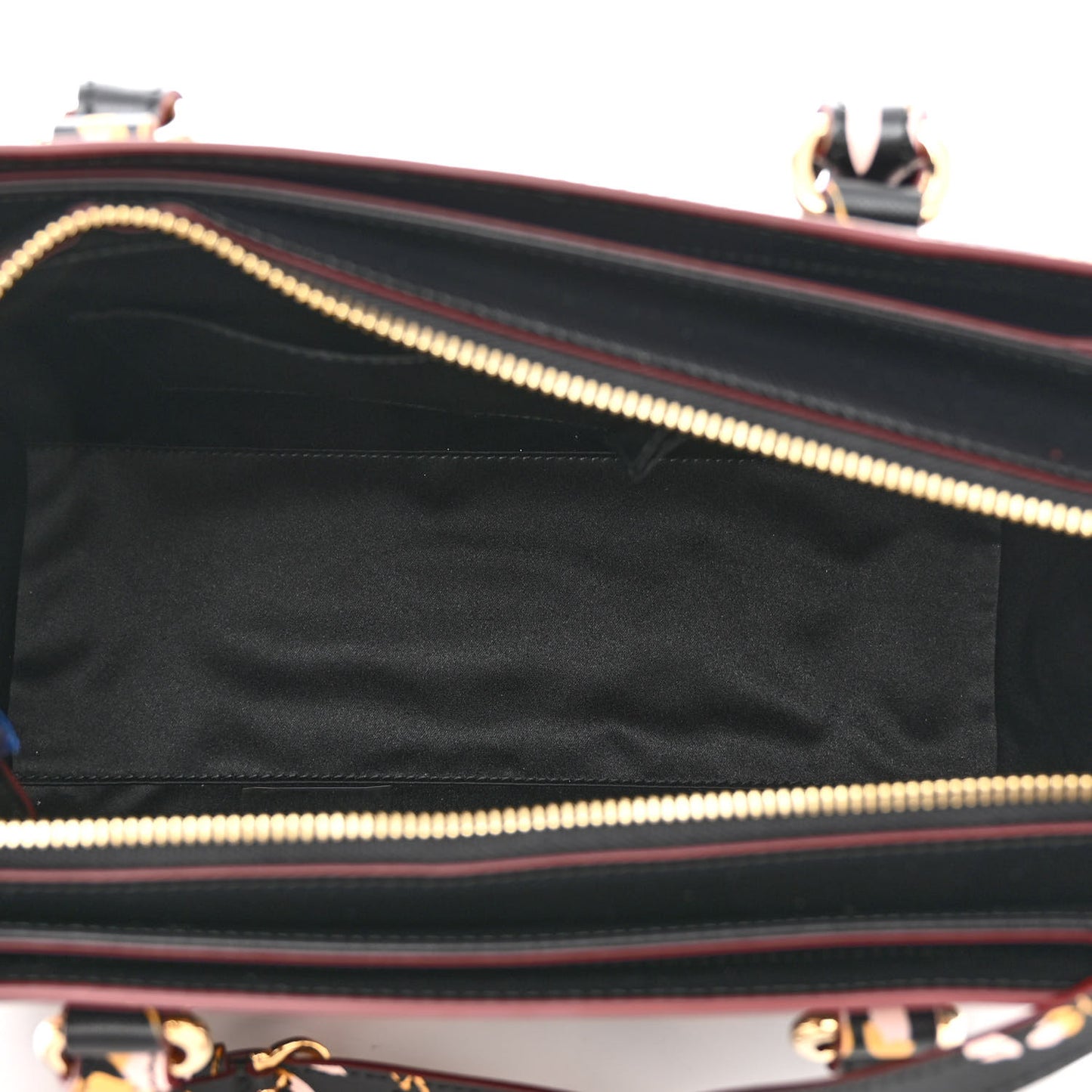 Hammered Calfskin Floral Printed Beky Tote Black Multicolor