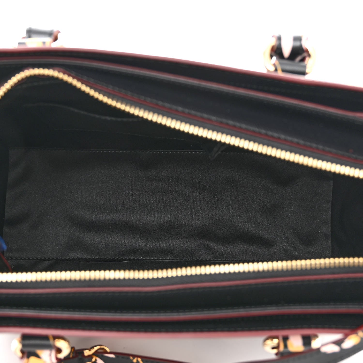 Salvatore Ferragamo Hammered Calfskin Floral Printed Beky Tote Black Multicolor 5 of 10