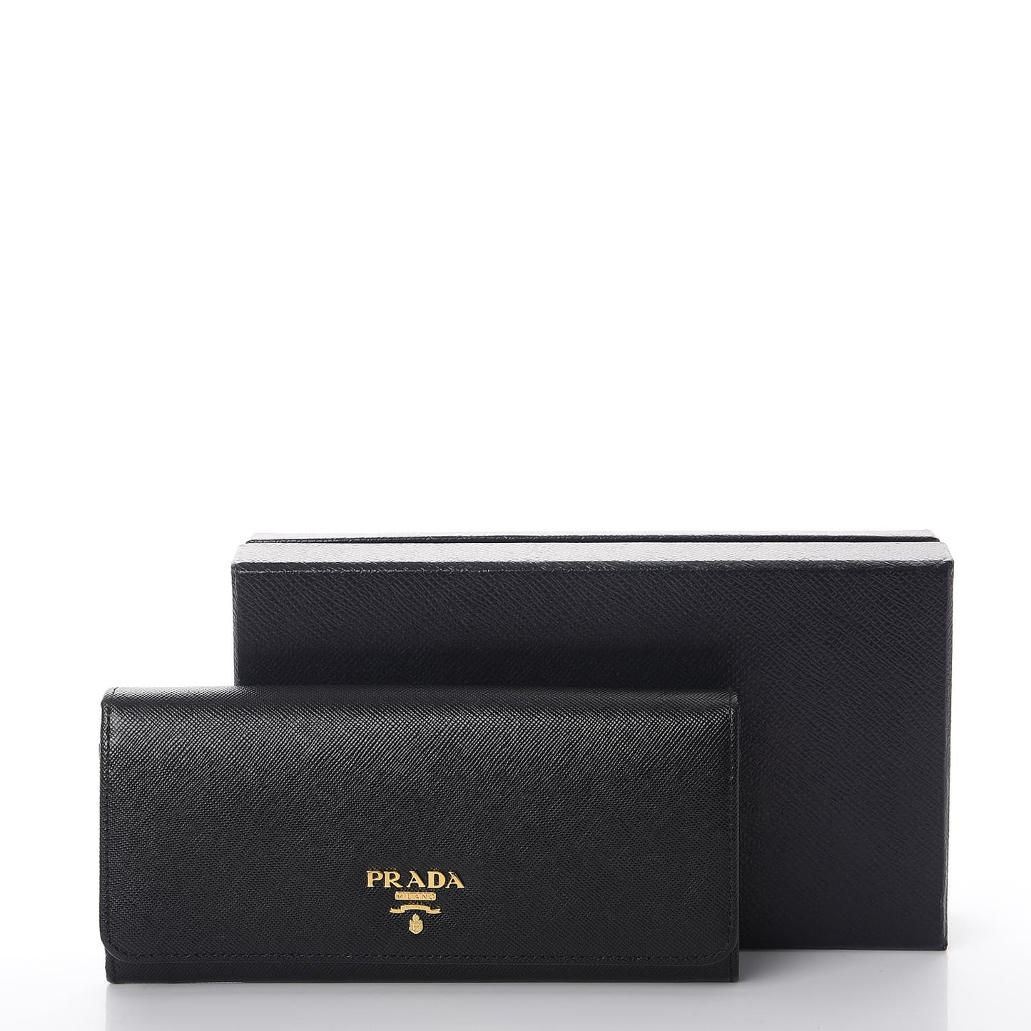 Saffiano Metal Continental Flap Wallet Nero Black