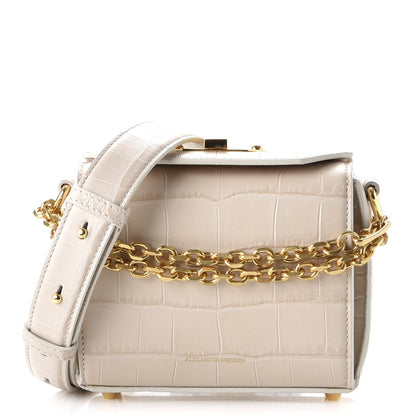 Alexander McQueen Calfskin Crocodile Embossed Box Shoulder Bag 16 Cream 1 of 7