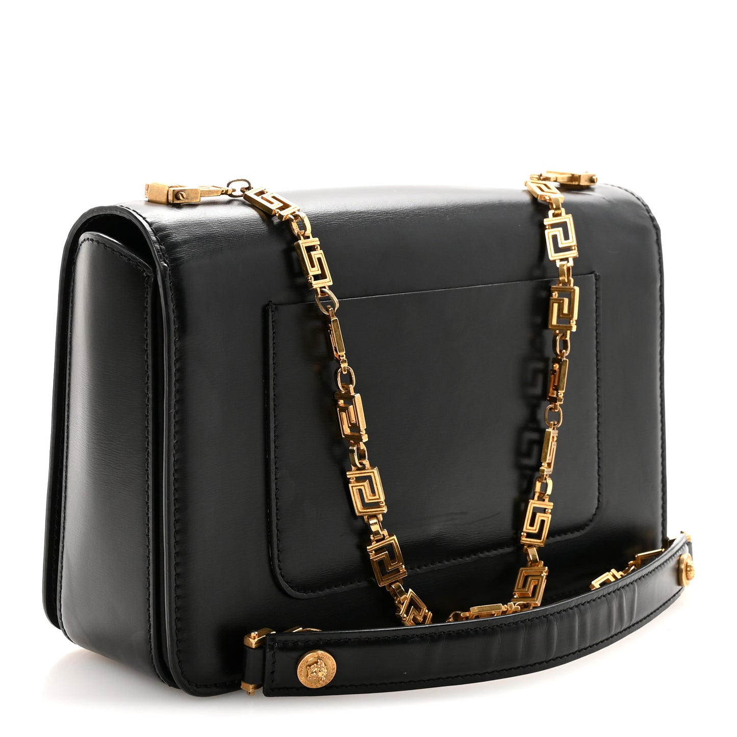 Calfskin Medallion Tribute Shoulder Bag  Black