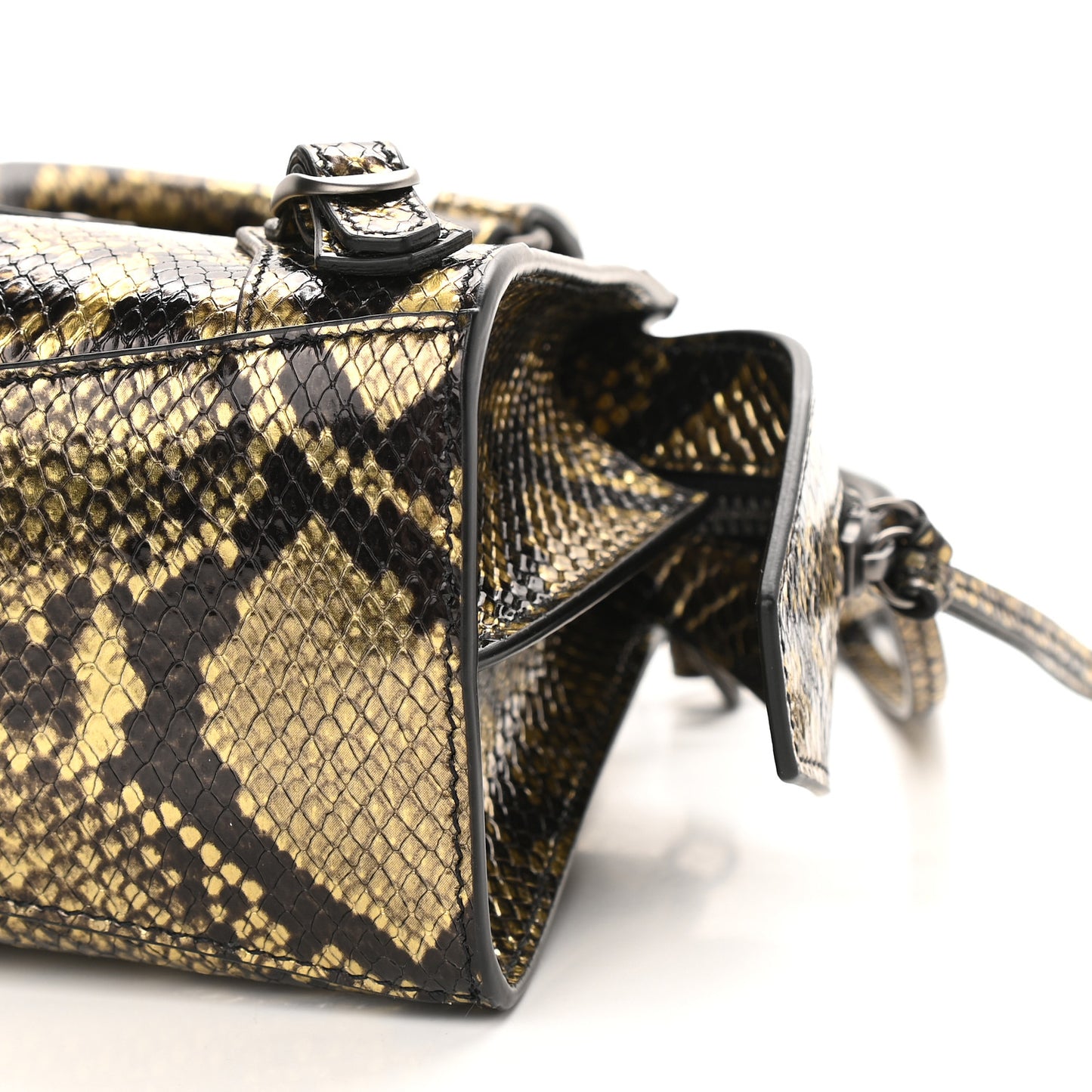 Grained Calfskin Snake Effect Neo Classic Silver Hardware Mini City Gold Black