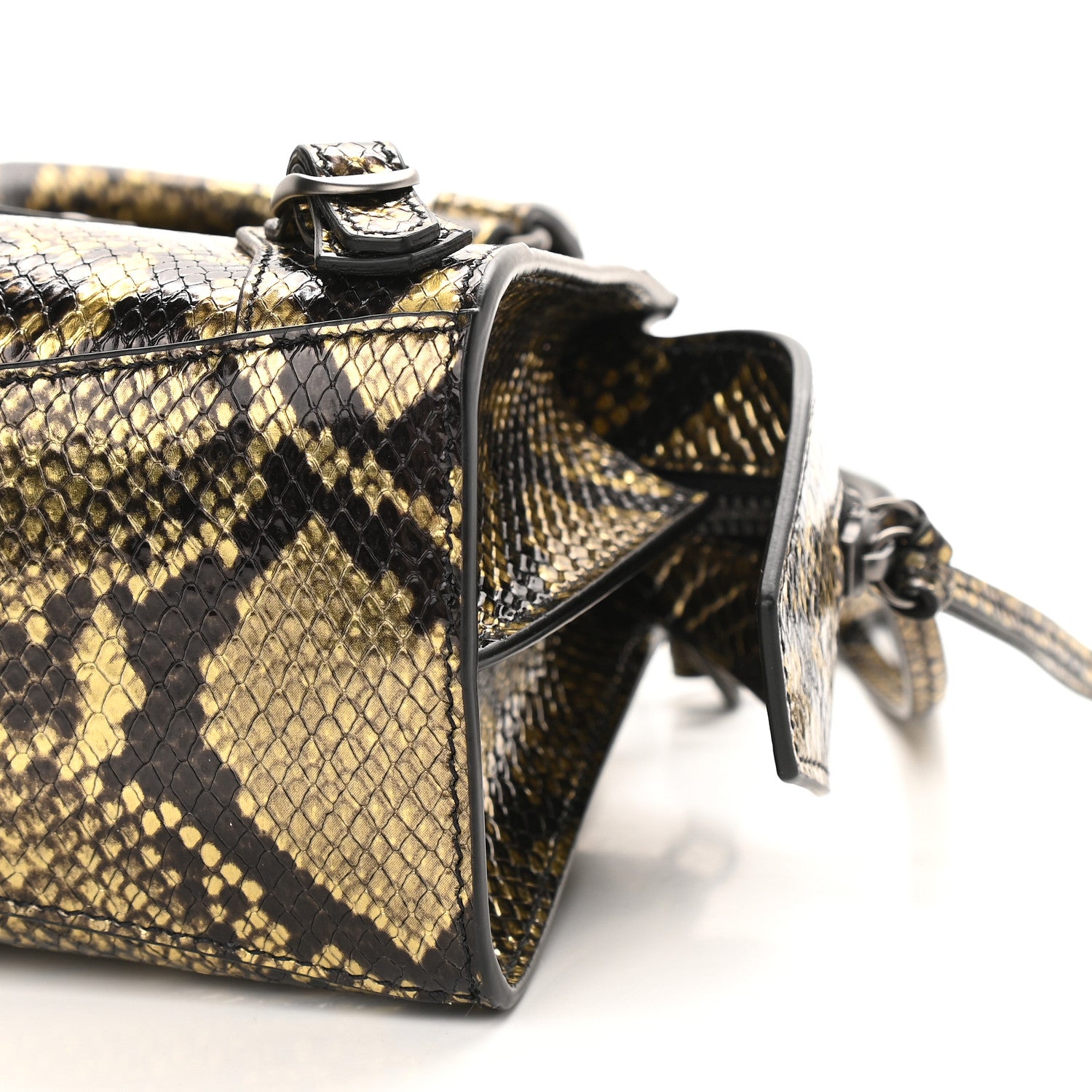 Balenciaga Grained Calfskin Snake Effect Neo Classic Silver Hardware Mini City Gold Black 9 of 10