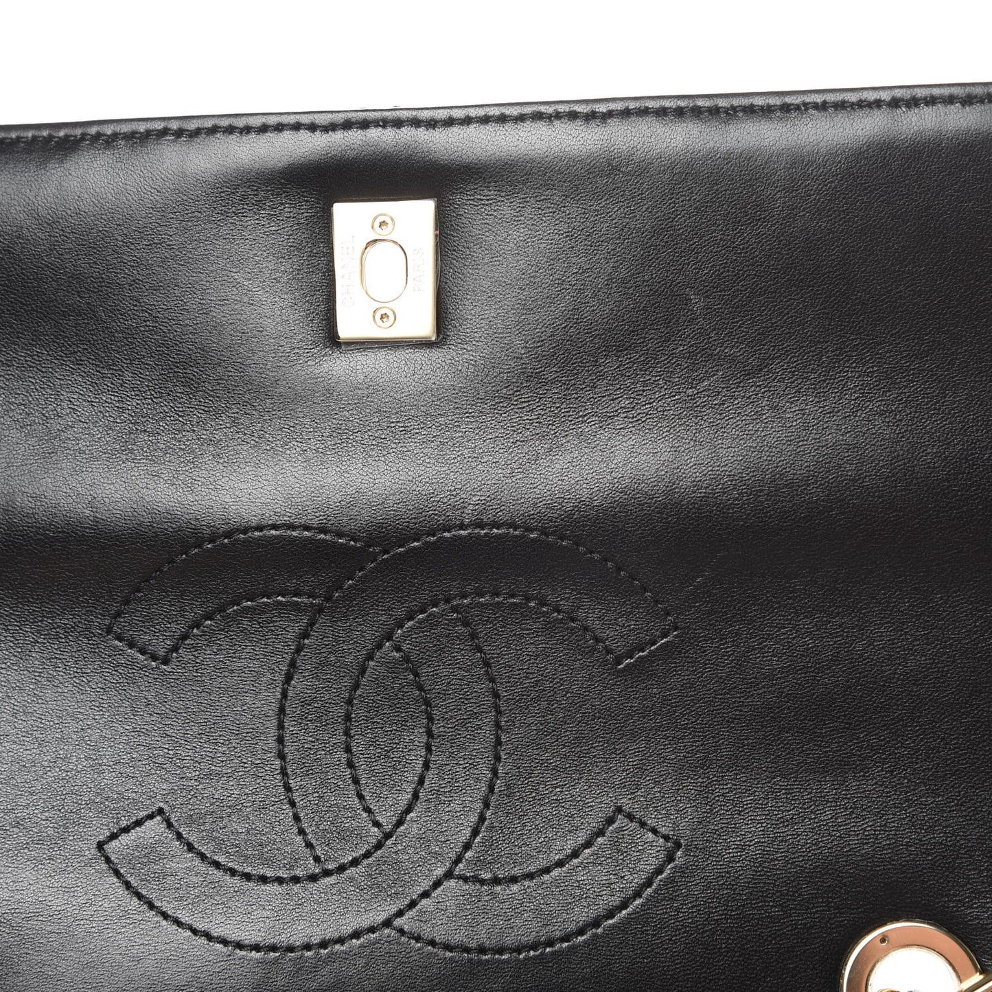 Lambskin Quilted Large Trendy CC Dual Handle Flap Bag Black