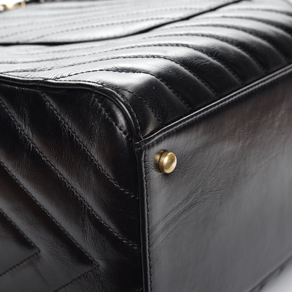 Chanel Glazed Calfskin Chevron Quilted Shopper Tote Black 15 of 15