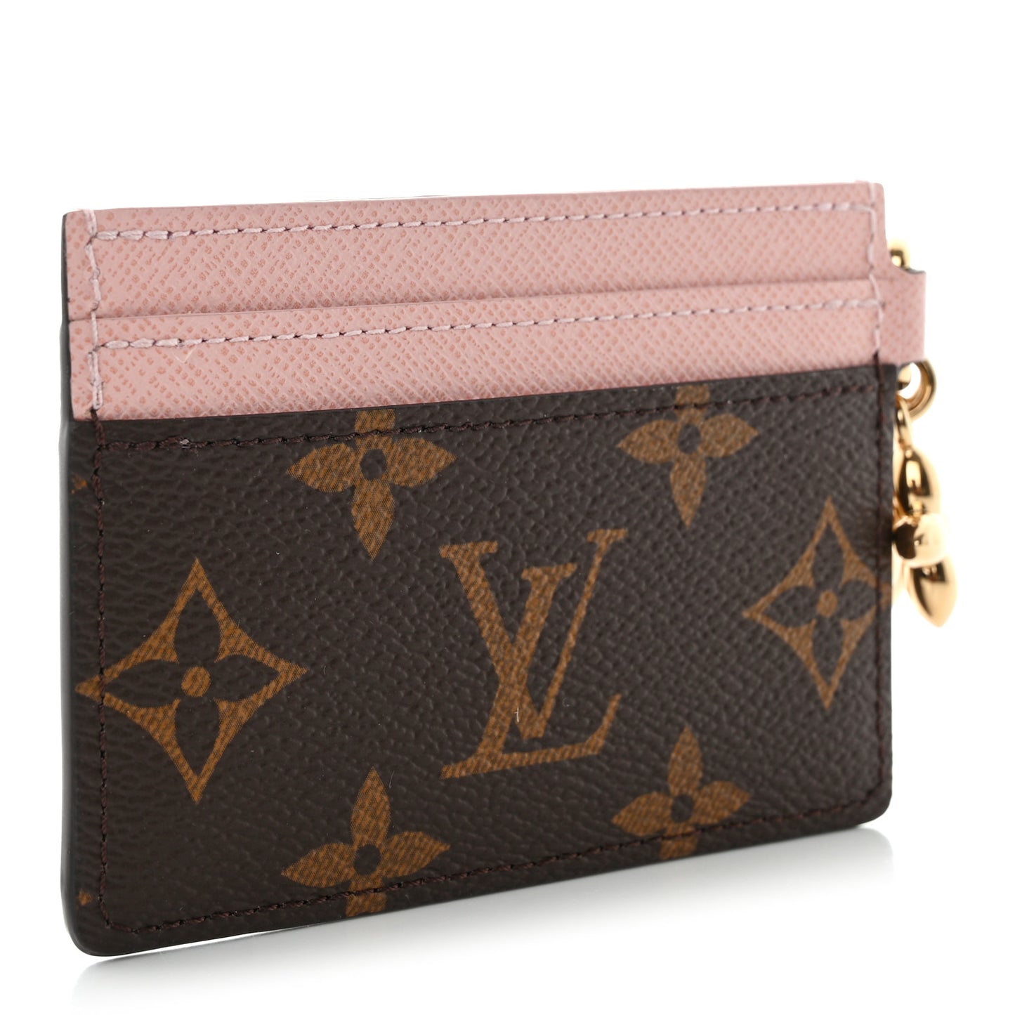 Monogram LV Charms Card Holder Rose Ballerine