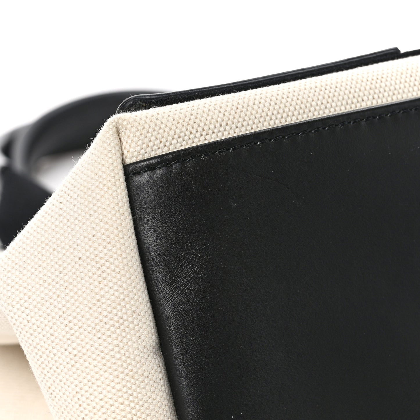 Cotton Canvas Satin Calfskin S Navy Cabas Natural Black