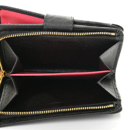 Prada Saffiano Metal Compact Wallet Black 6 of 10