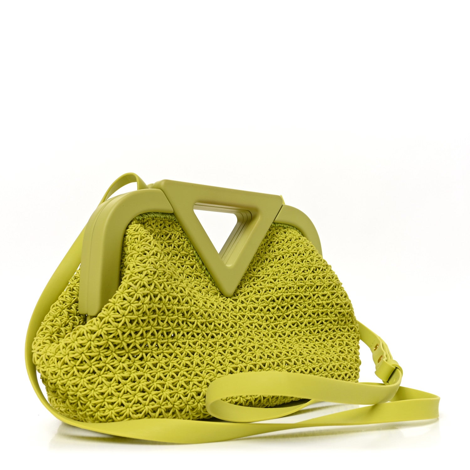Bottega Veneta Rubber Crochet Small The Point Triangle Bag Seagrass 3 of 9