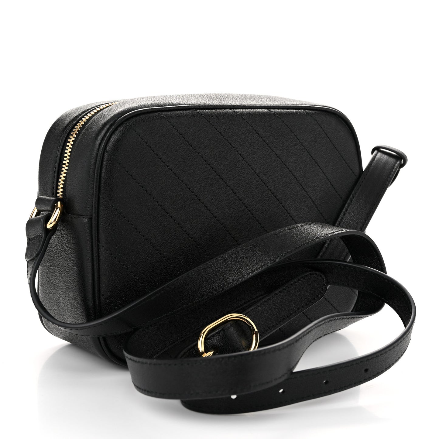 Sakai Be Green Calfskin Diagonal Stitched Small Blondie Shoulder Bag Black