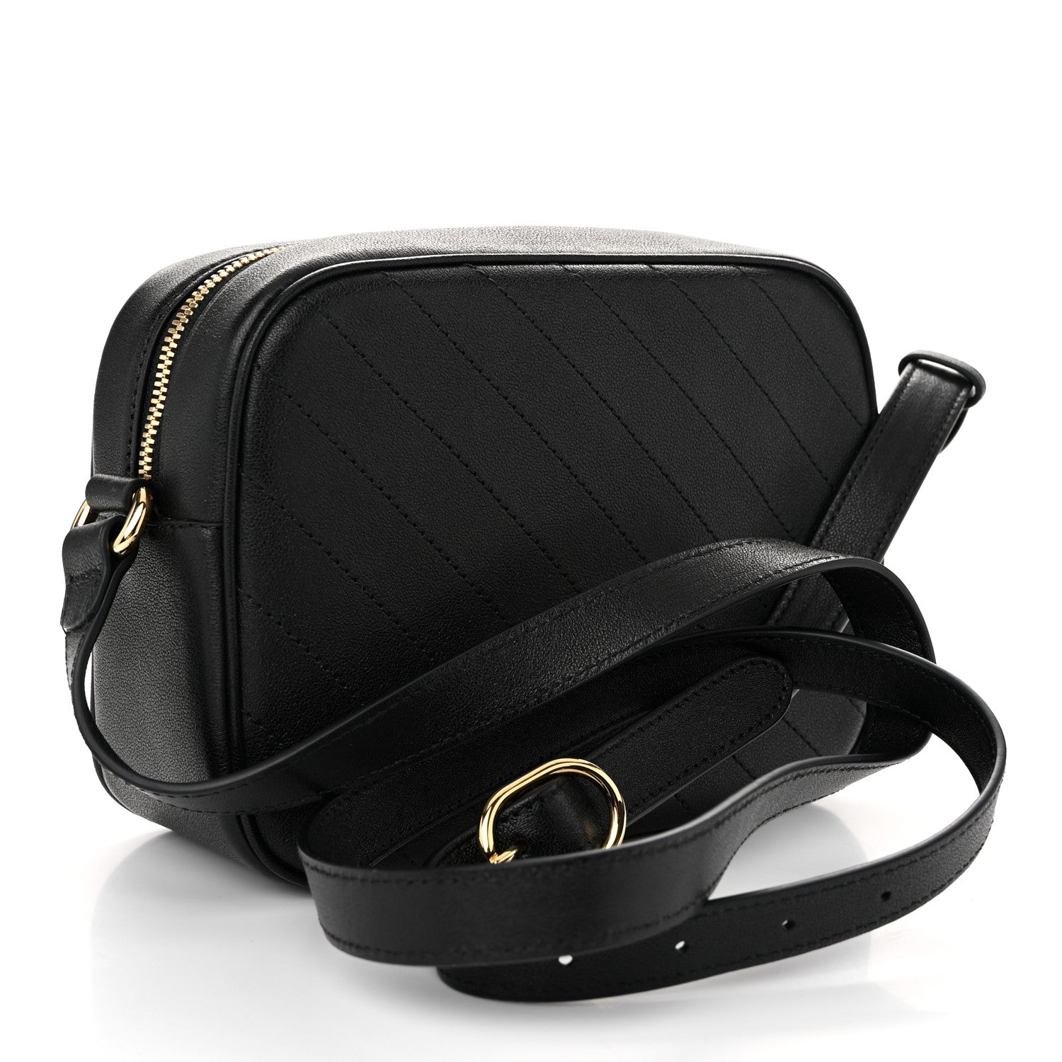 Gucci Sakai Be Green Calfskin Diagonal Stitched Small Blondie Shoulder Bag Black 3 of 10