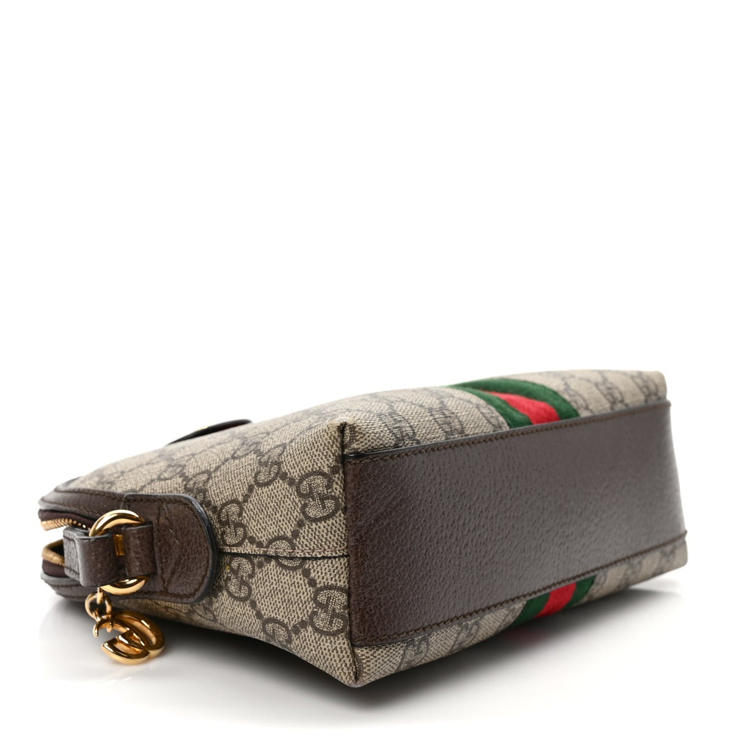 GG Supreme Monogram Textured Dollar Calfskin Web Small Ophidia Dome Shoulder Bag Beige Ebony New Acero
