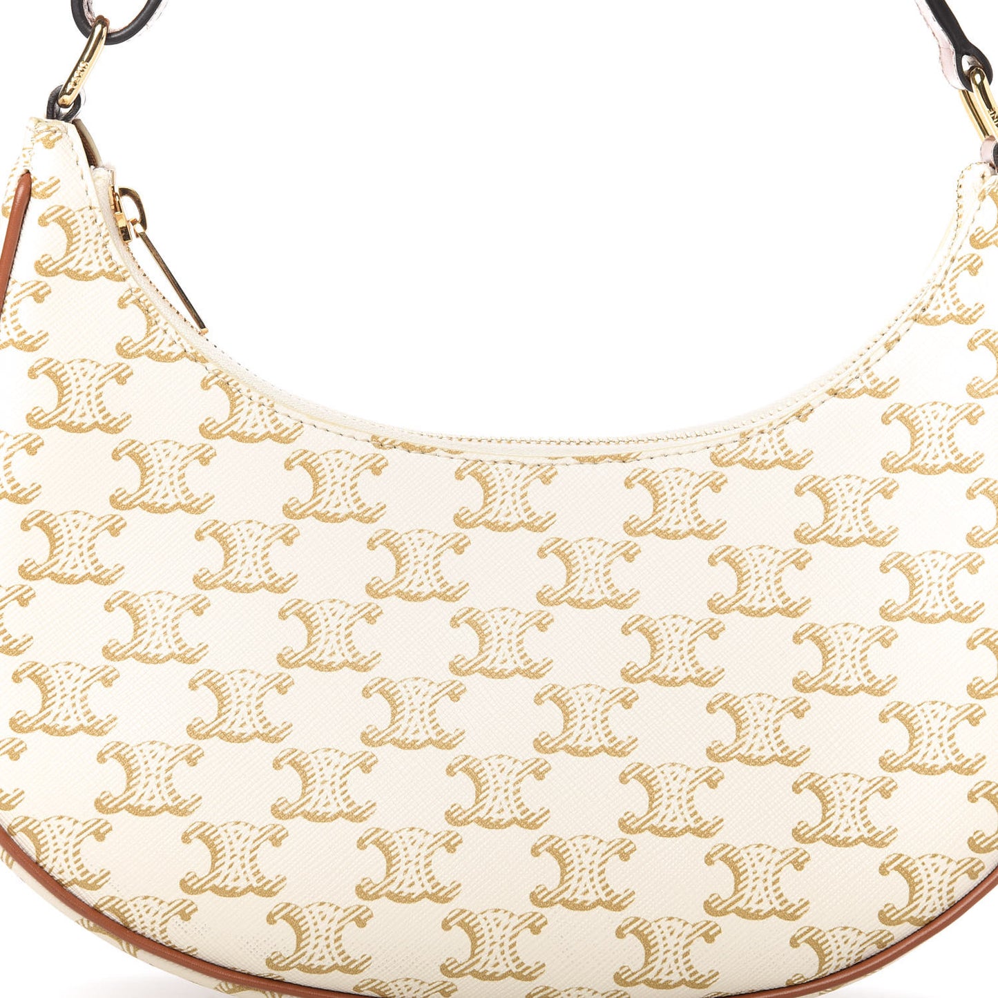 Canvas Calfskin Ava Triomphe Shoulder Bag White