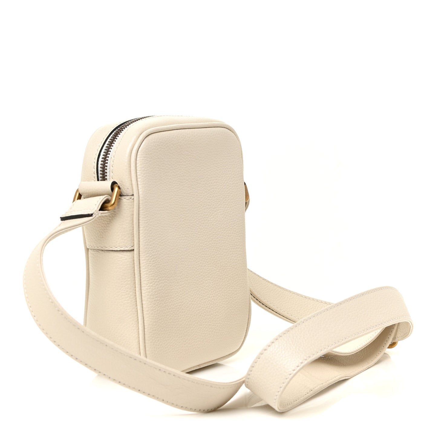 Grained Calfskin Mini Logo Messenger Bag White