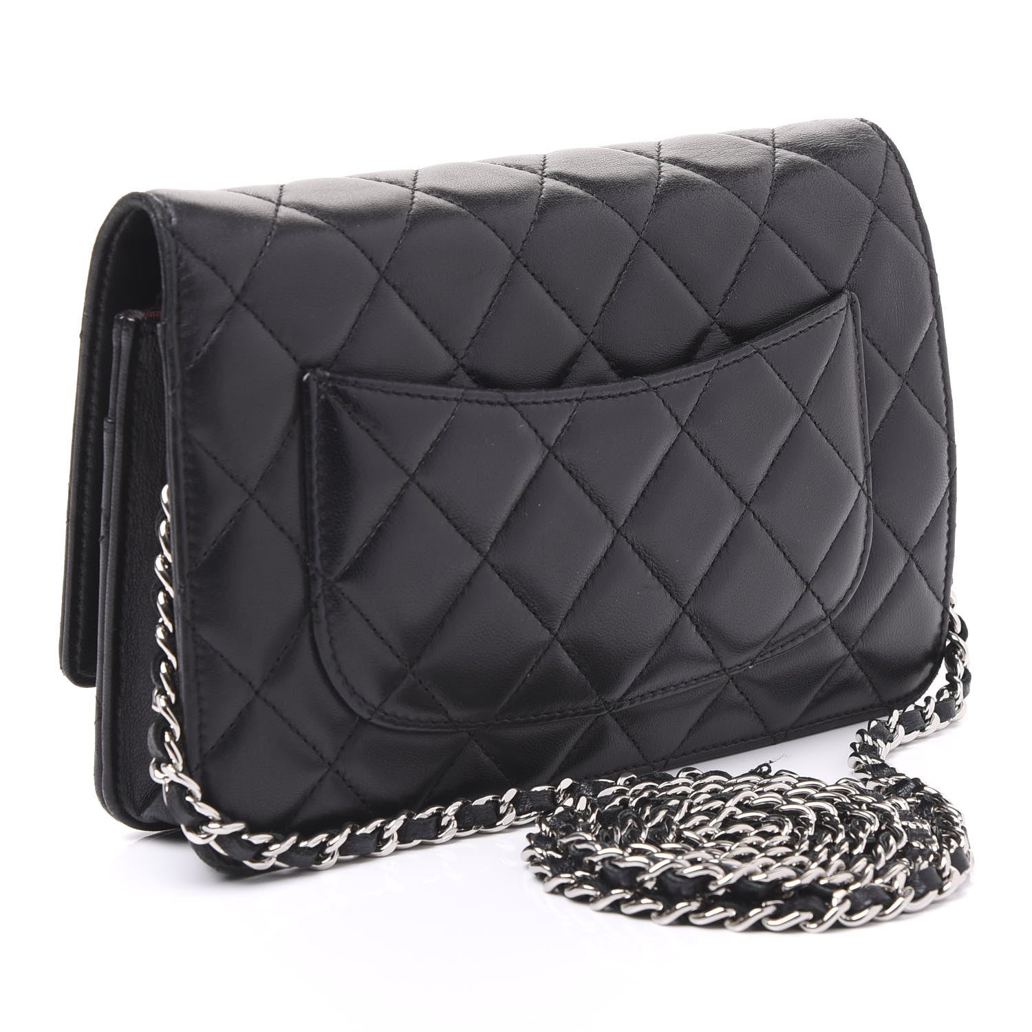 Chanel Lambskin Quilted Wallet On Chain WOC Black 2 of 10