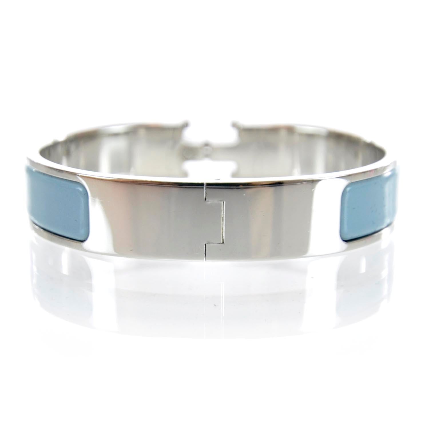 Hermes Narrow Enamel Clic Clac H Bracelet PM Bleu 7 of 8